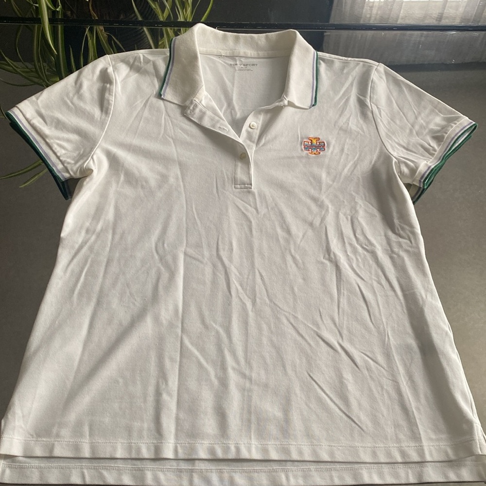 Tory Sport White Polo Shirt with Multicolor Trim - Picture 2 of 8